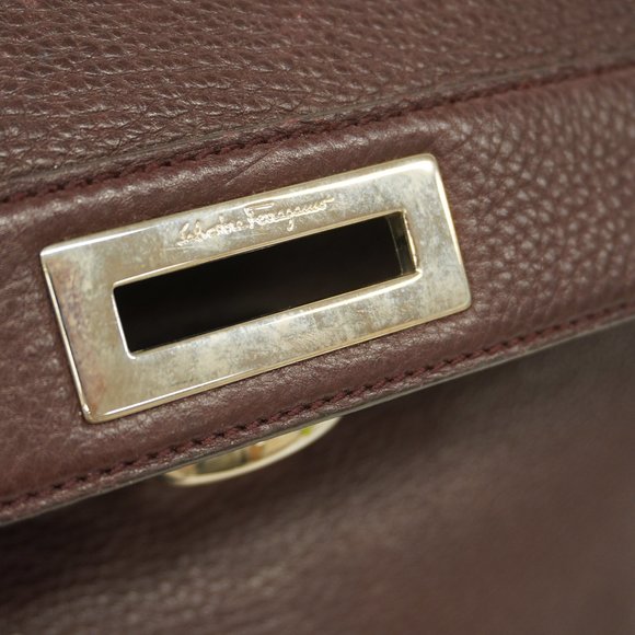 Auth Salvatore Ferragamo Gancini 2 Way Bag Women's Leather Handbag,Shoulder B... - Picture 6 of 16